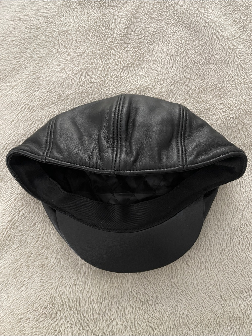 Black Leather Newsboy Cap one size - Picture 2 of 3